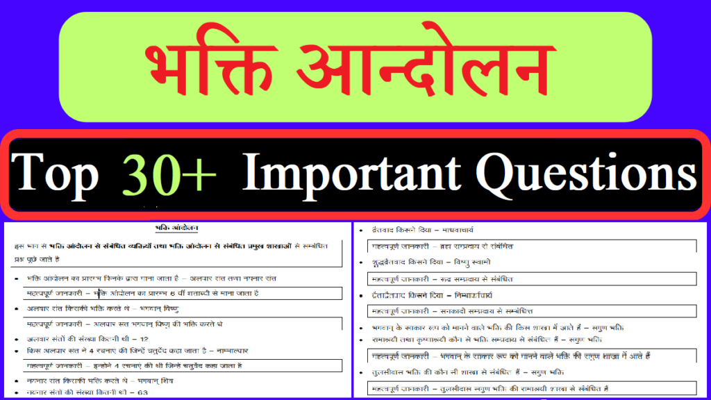 Bhakti Andolan Top 30 GK in Hindi | भक्ति आन्दोलन