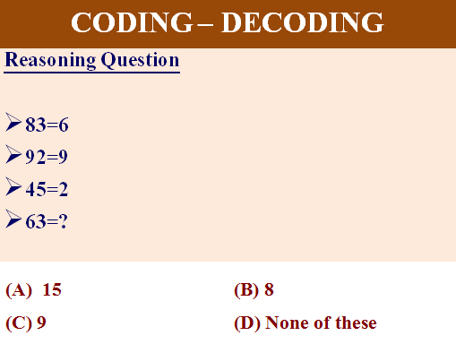 83=6 92=9 45=2 63=?